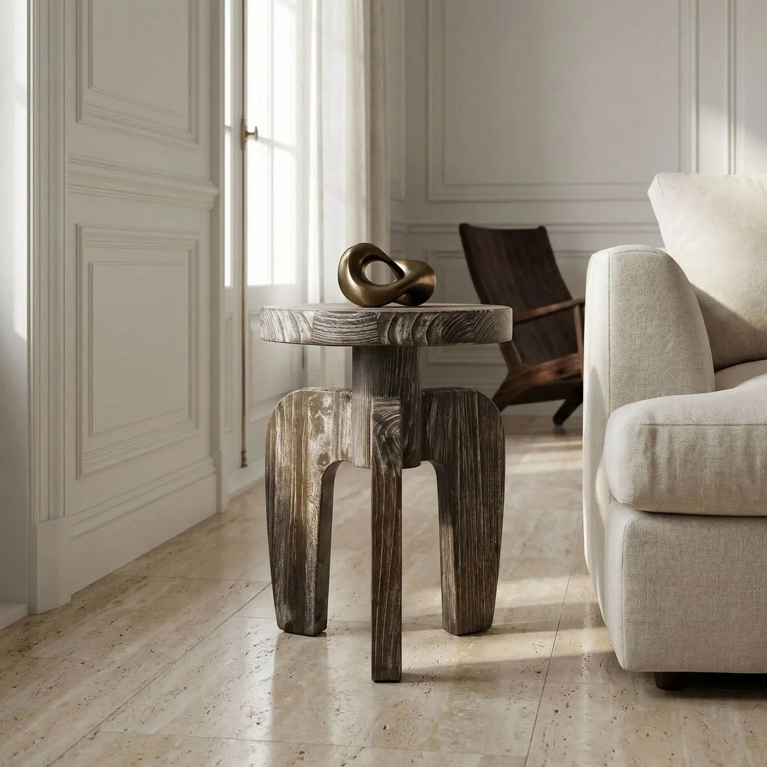 Noir New Shizue Small Side Table, Distressed Mindi