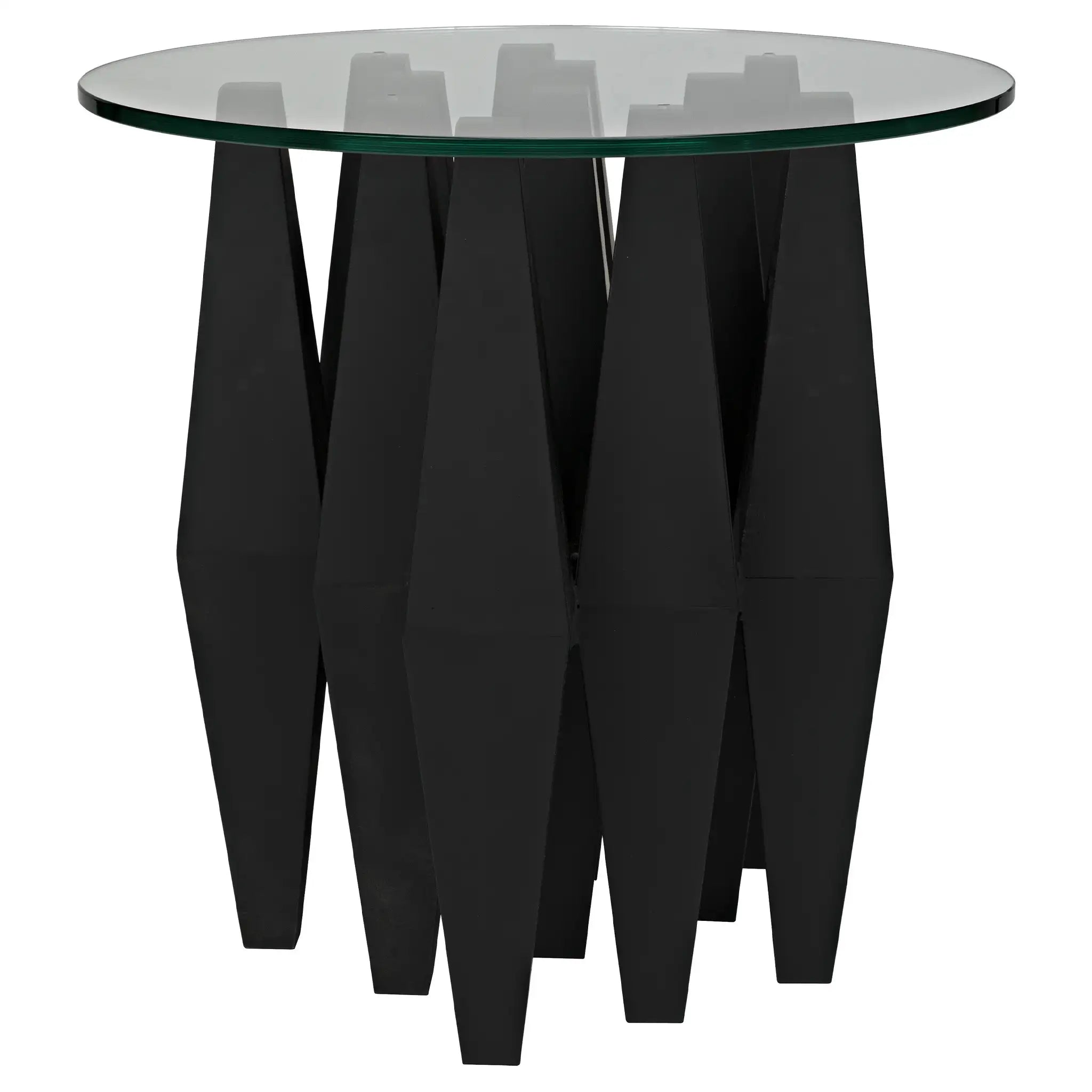 Noir Soldier Side Table, Black Steel With Glass Top