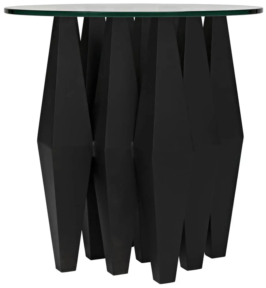 Noir Soldier Side Table, Black Steel With Glass Top