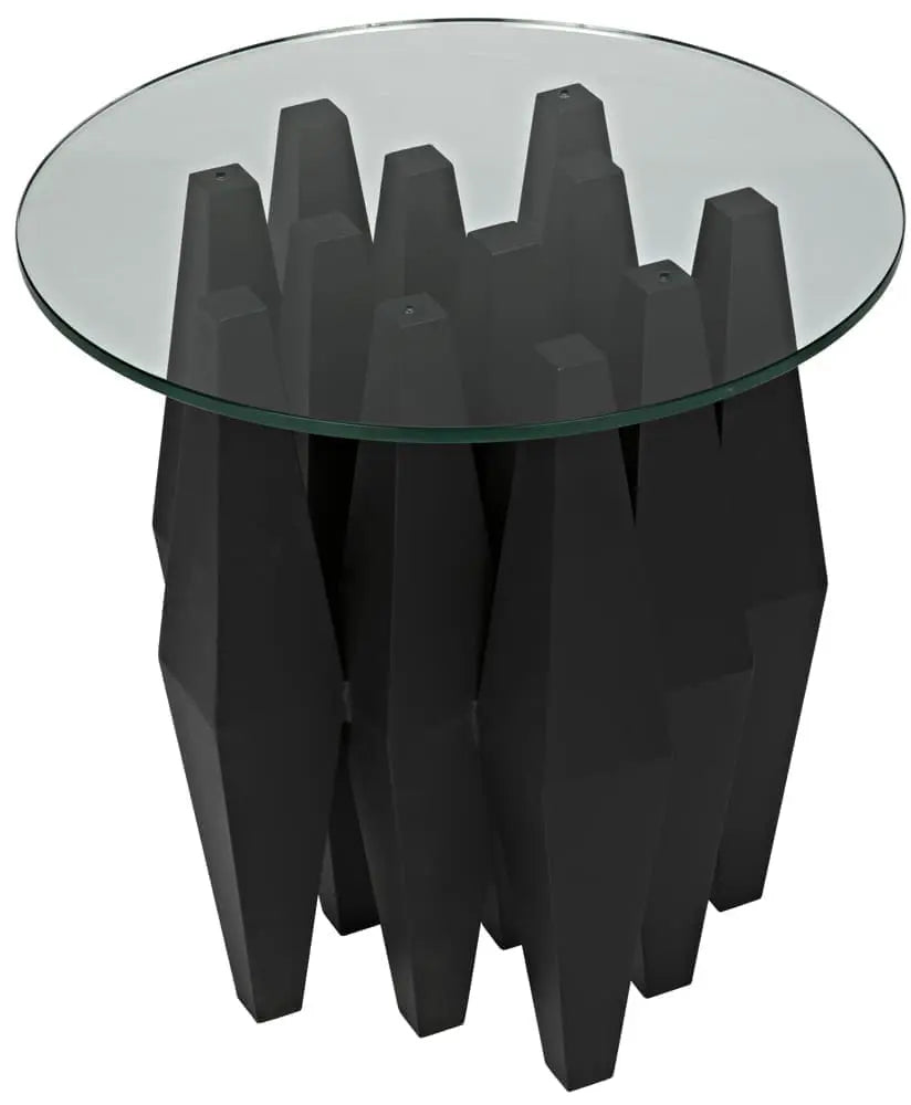 Noir Soldier Side Table, Black Steel With Glass Top