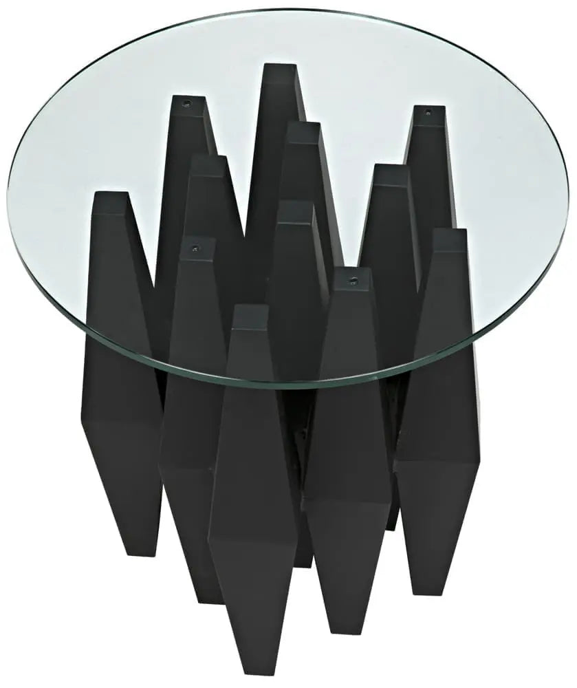 Noir Soldier Side Table, Black Steel With Glass Top