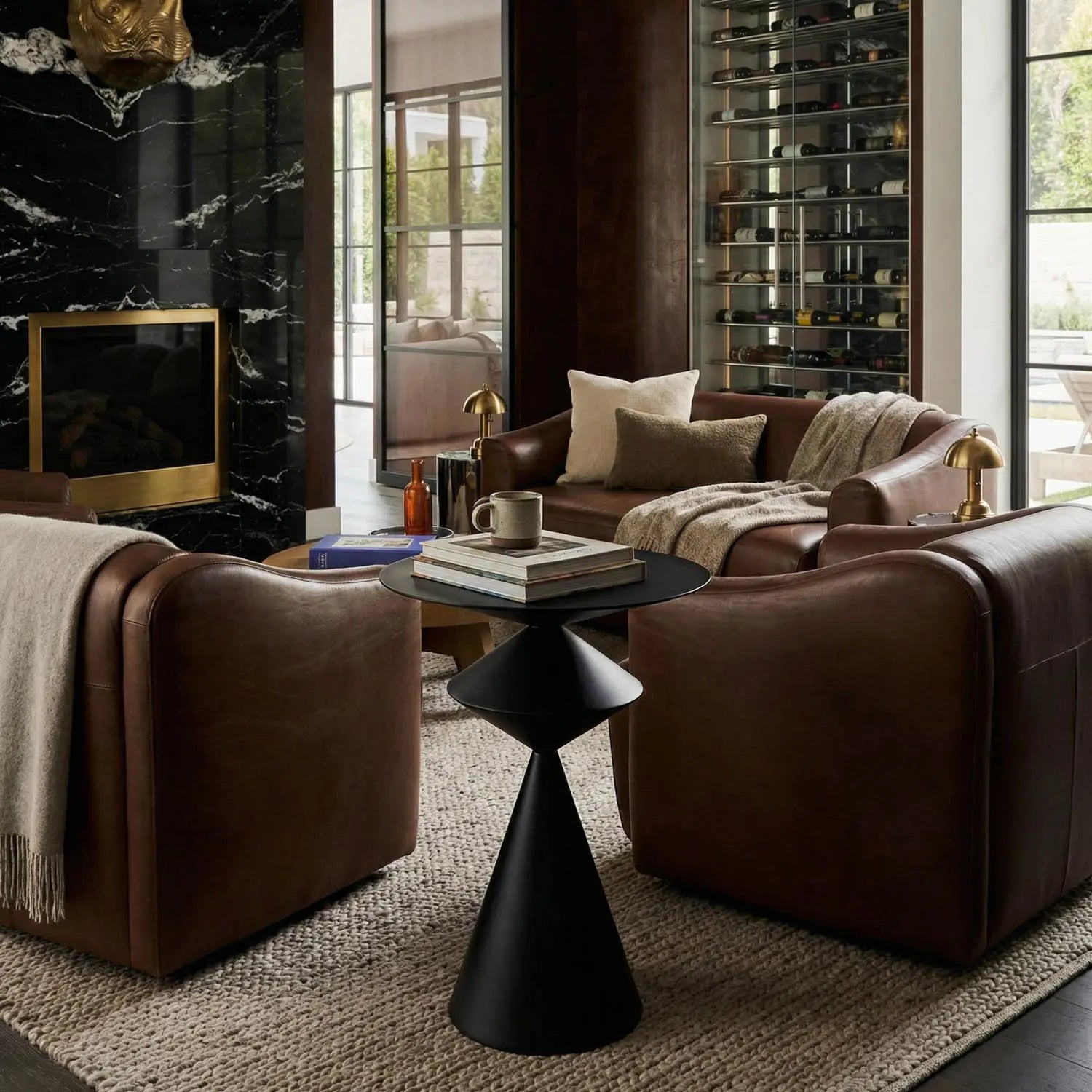 Noir Zasa Side Table, Black Steel