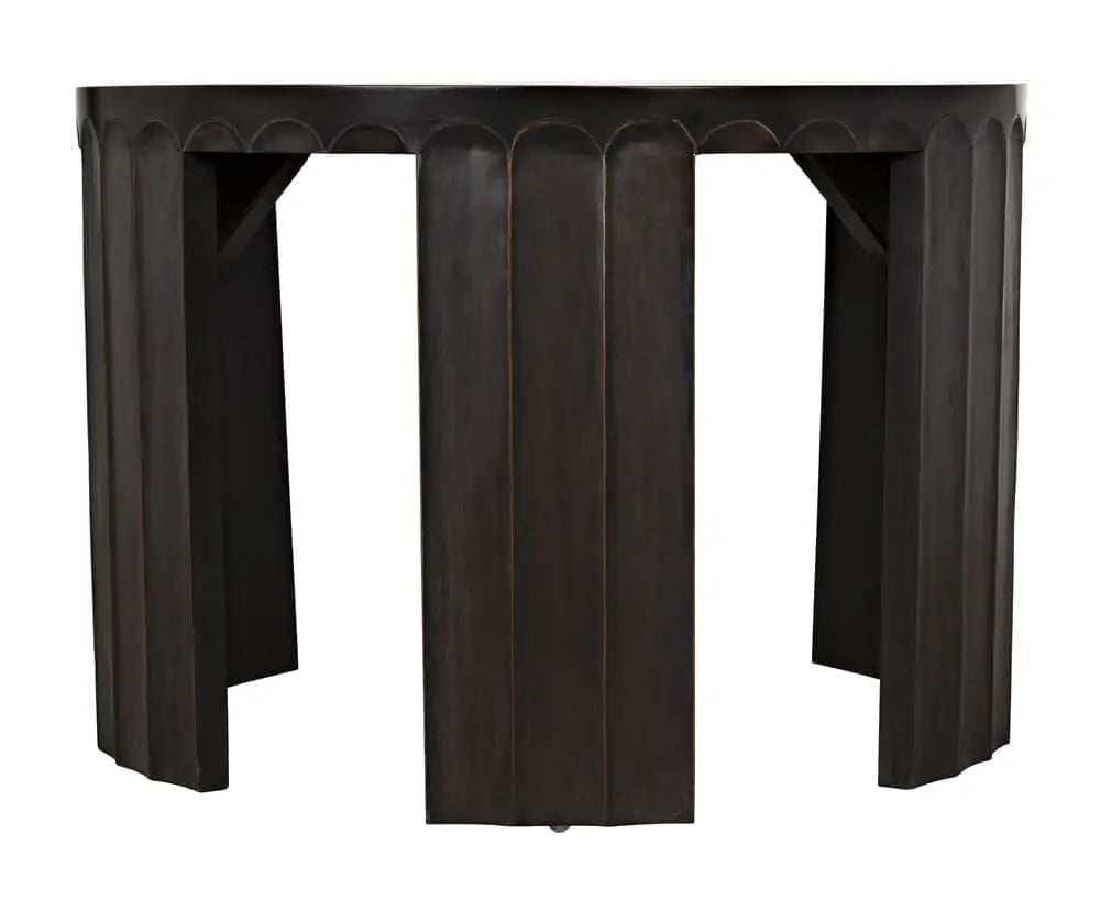Noir Fluted Side Table, Pale With Light Brown Trim
