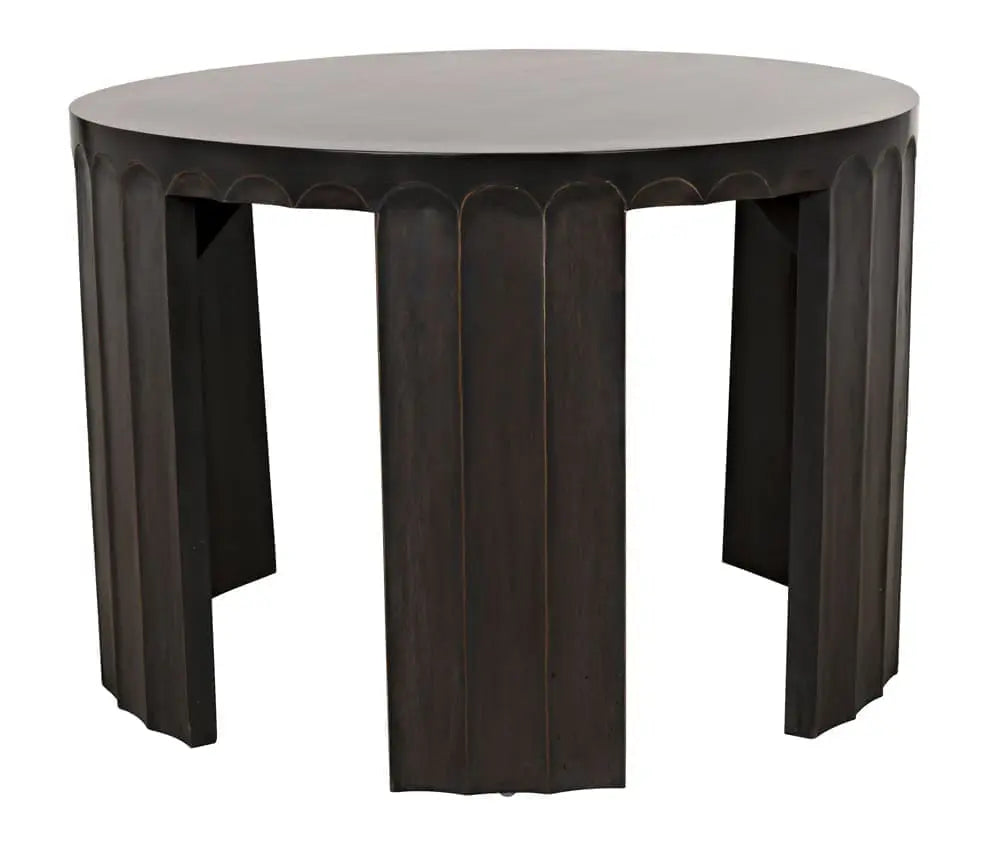 Noir Fluted Side Table, Pale With Light Brown Trim