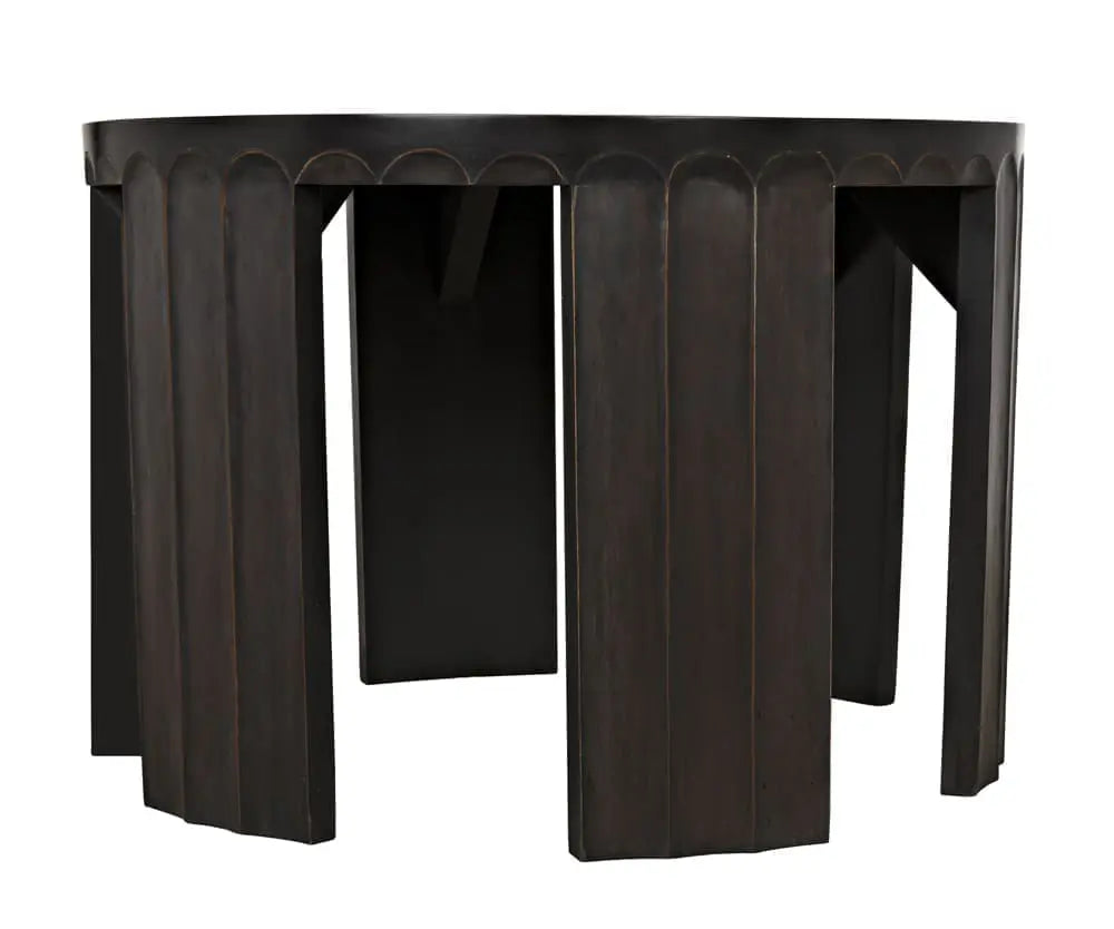 Noir Fluted Side Table, Pale With Light Brown Trim