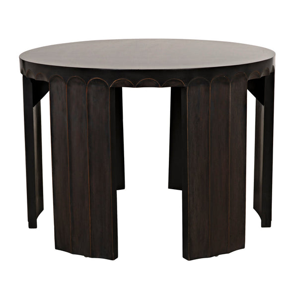 Noir Fluted Side Table, Pale With Light Brown Trim