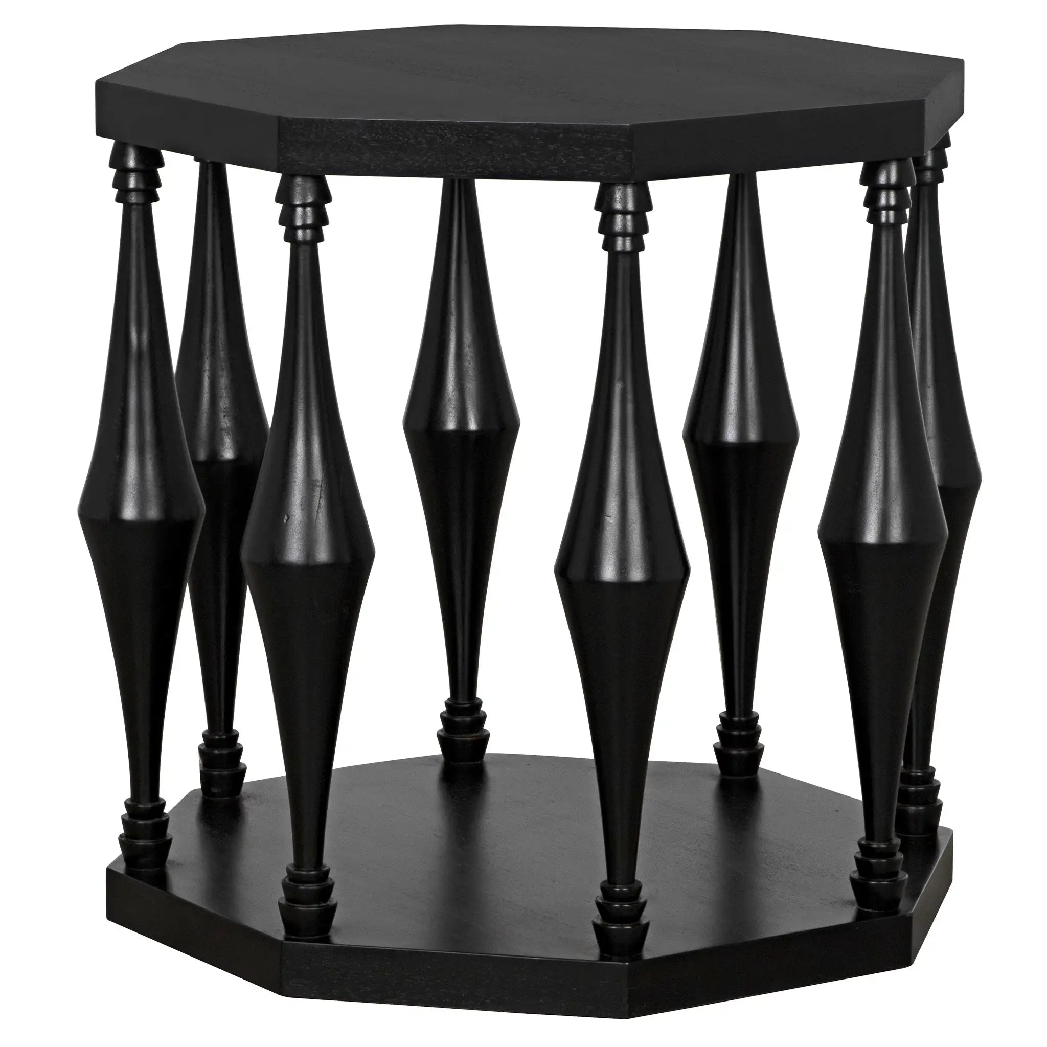 Noir Marceo Side Table, Hand Rubbed Black