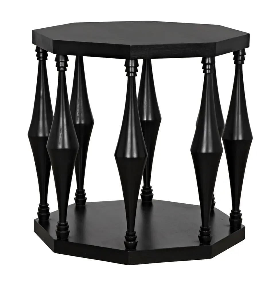 Noir Marceo Side Table, Hand Rubbed Black