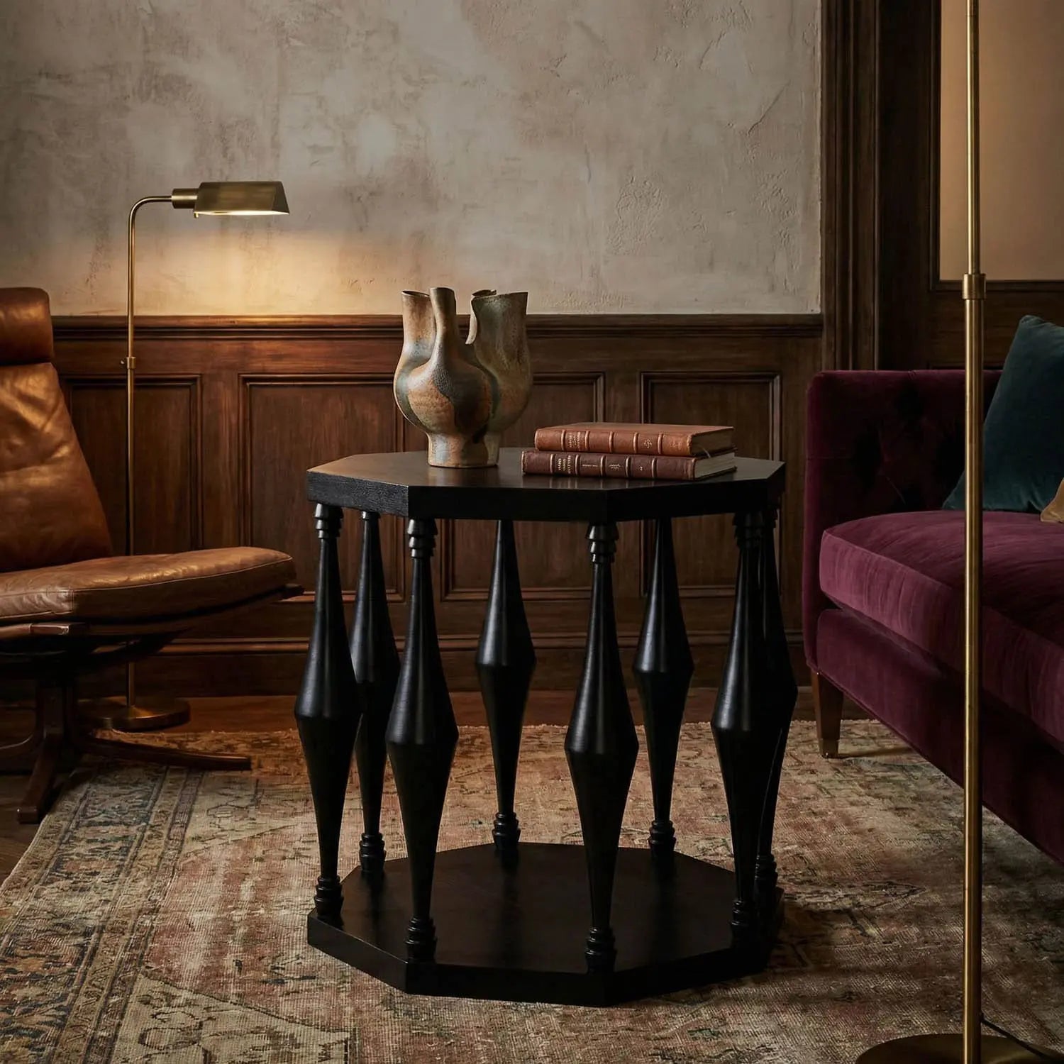 Noir Marceo Side Table, Hand Rubbed Black