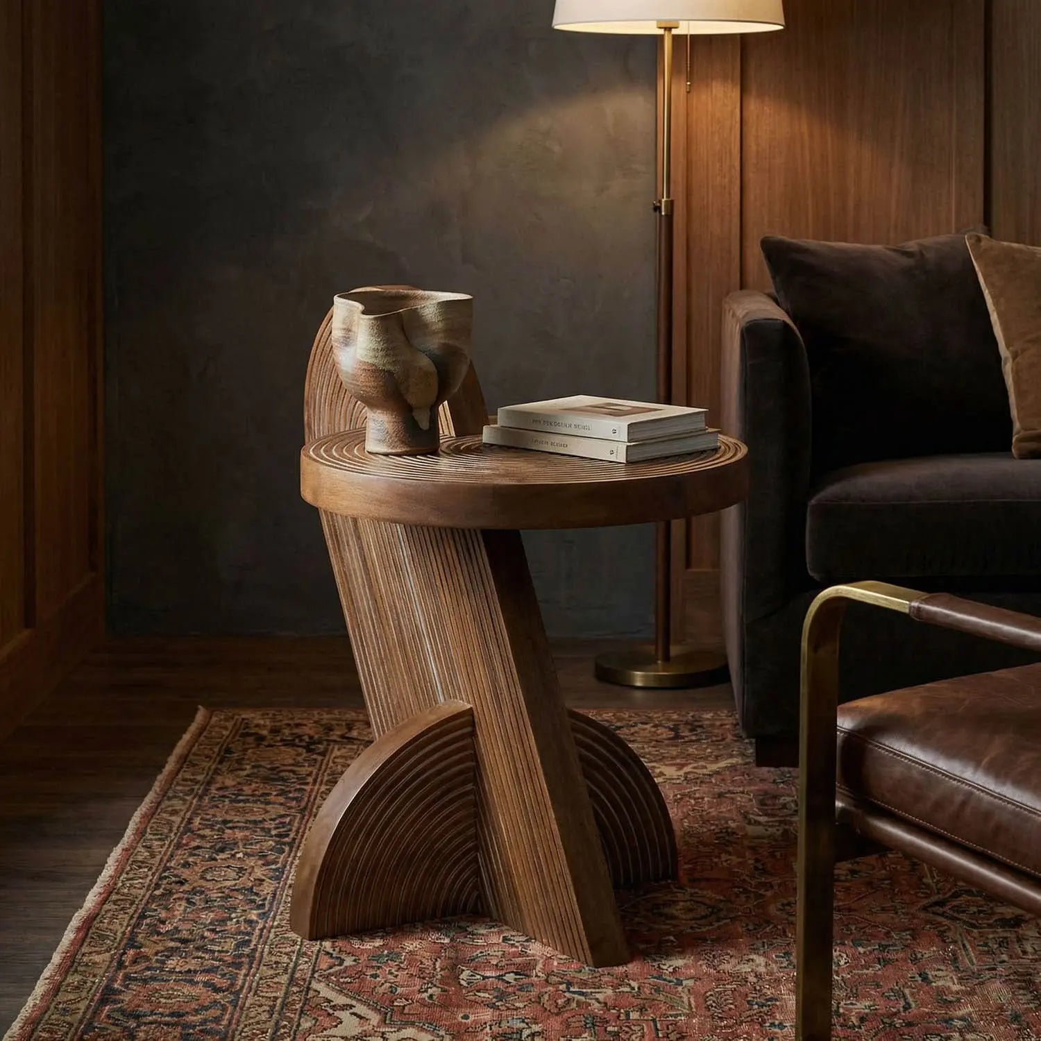Noir Saturn Side Table, Dark Walnut