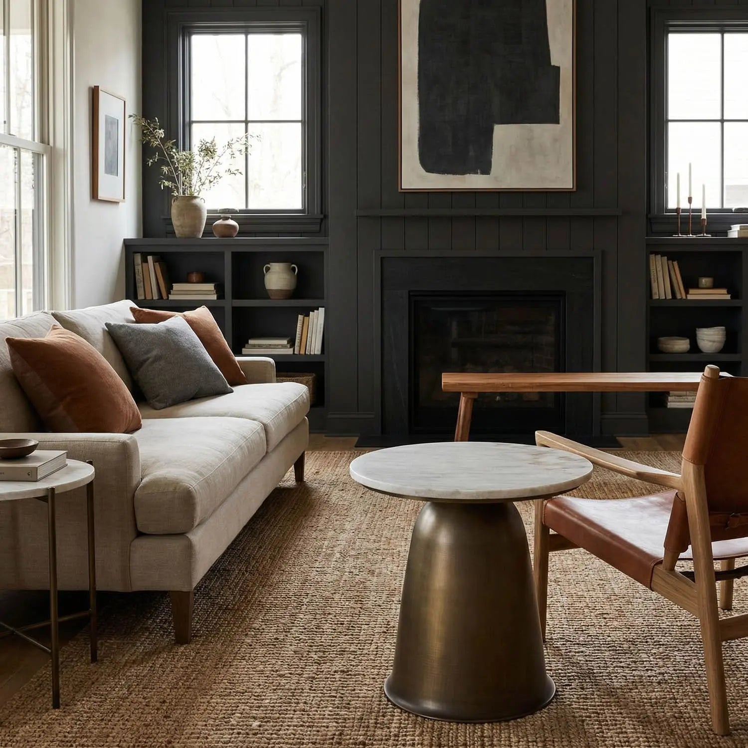Noir Aiden Side Table, Aged Brass