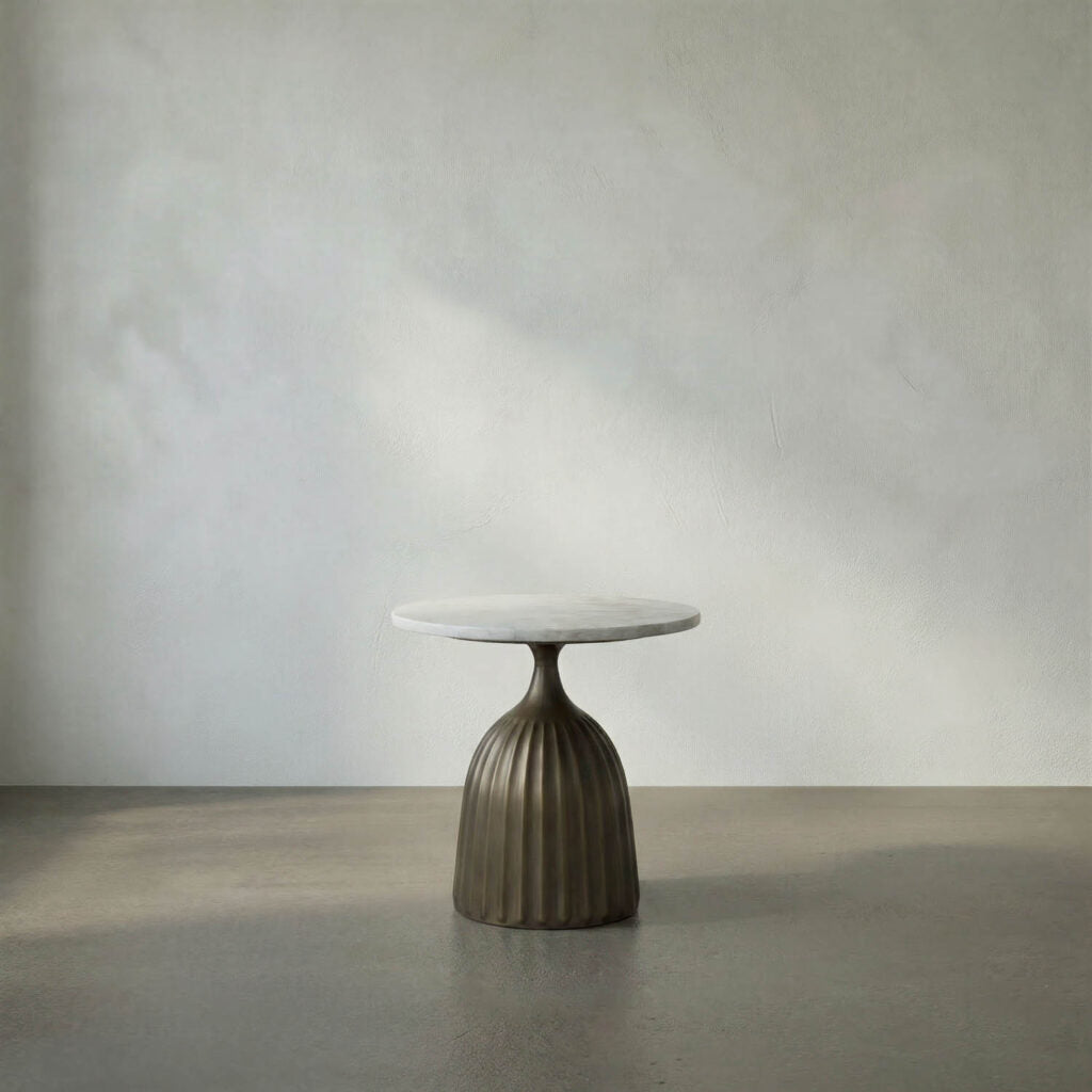 Noir Samuel Side Table, Aged Brass
