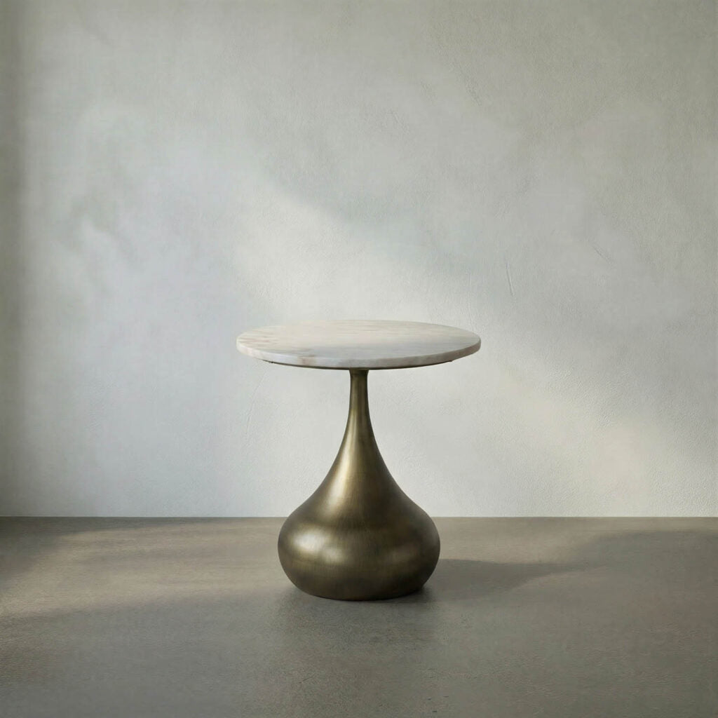 Noir Mateo Side Table, Aged Brass