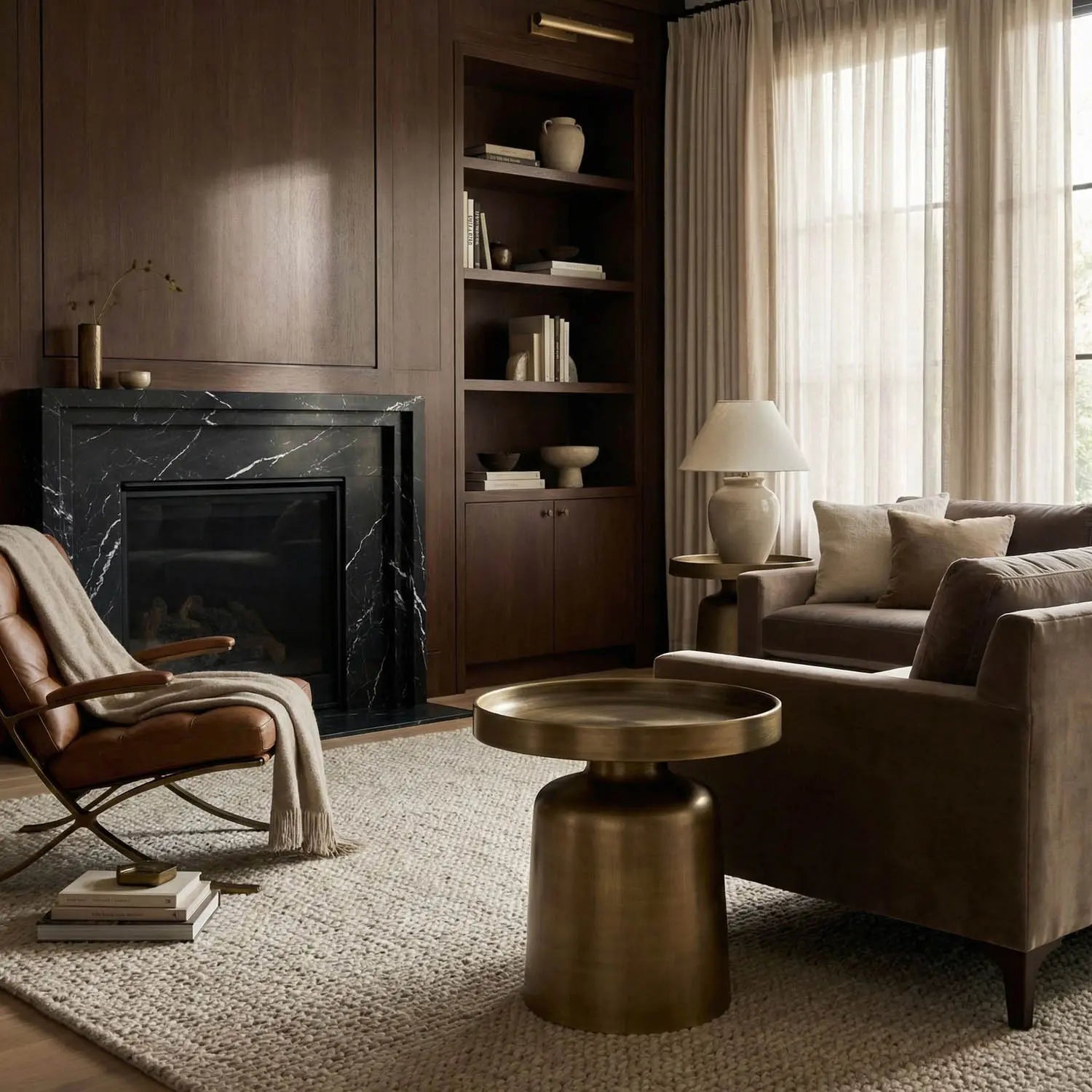 Noir Lee Side Table, Aged Brass