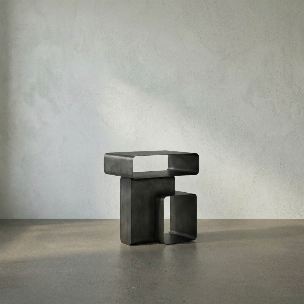 Noir Danville Side Table, Gun Metal Finish