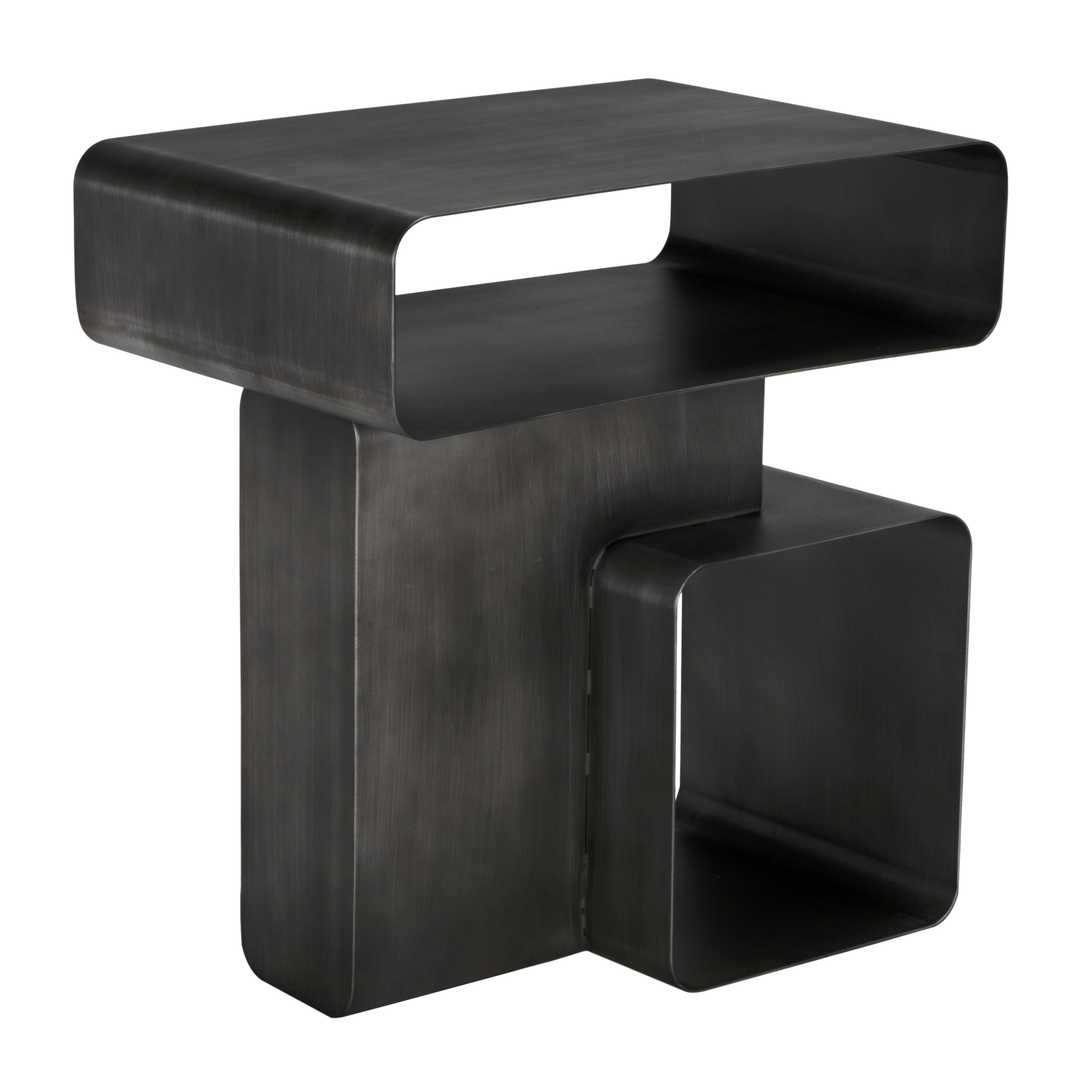 Noir Danville Side Table, Gun Metal Finish