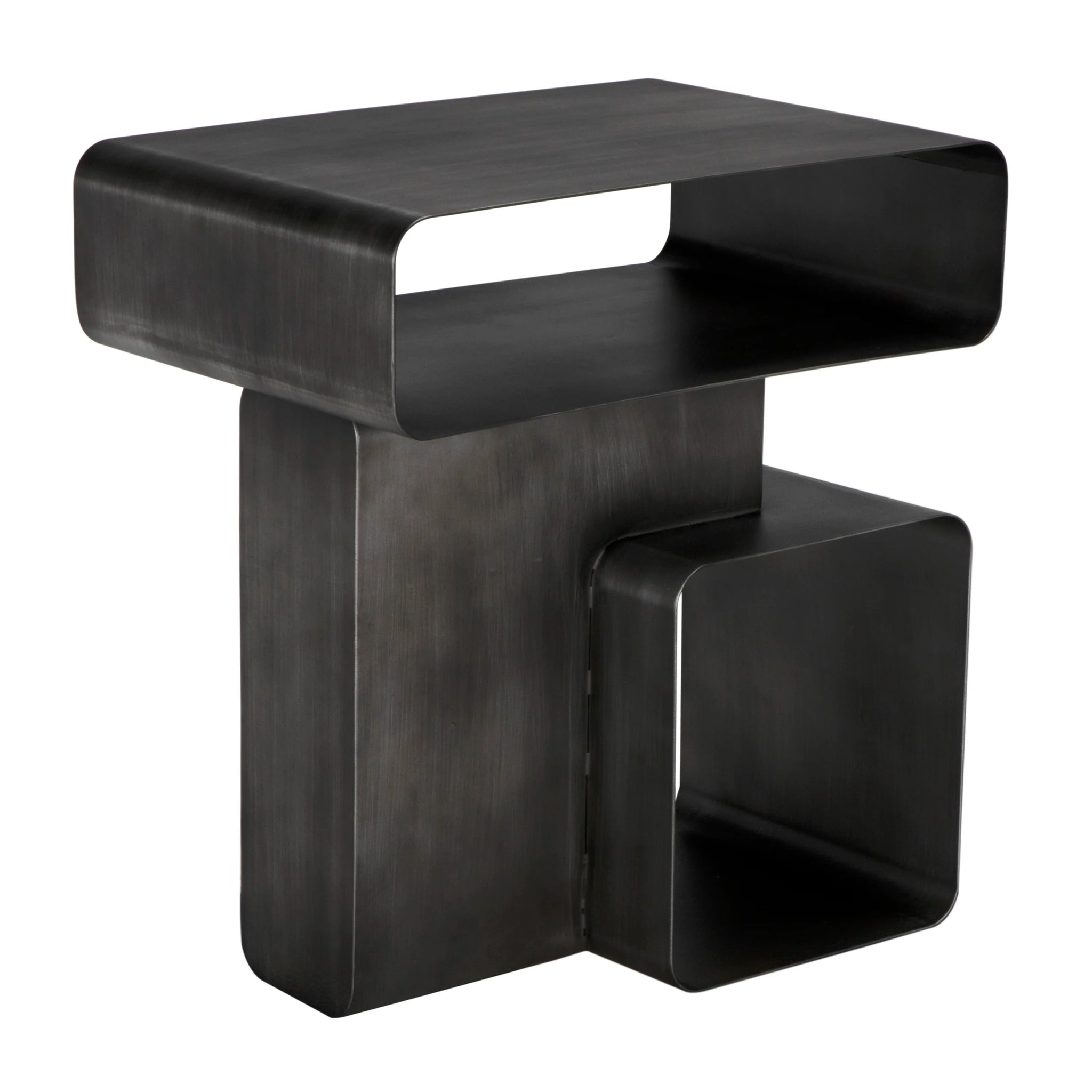 Noir Danville Side Table, Gun Metal Finish