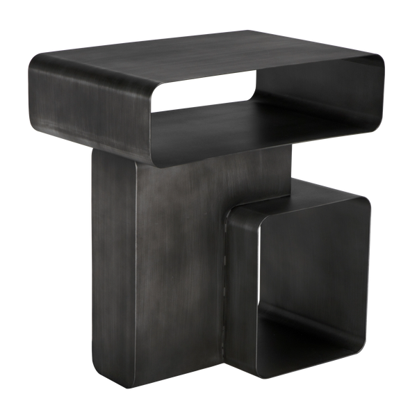 Noir Danville Side Table, Gun Metal Finish
