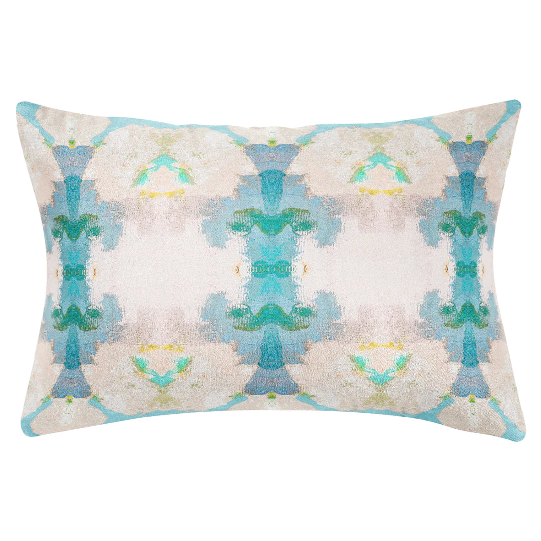 Blue Lagoon Linen Cotton Pillow by Laura Park