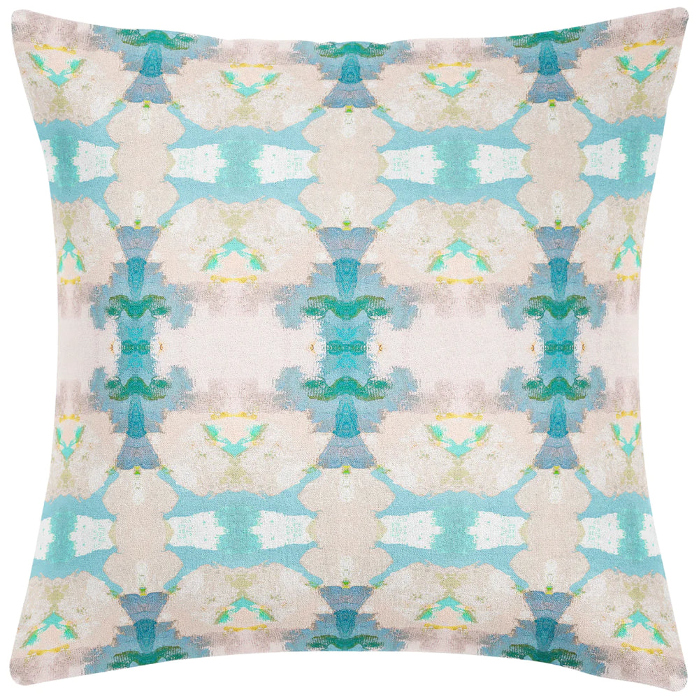 Blue Lagoon Linen Cotton Pillow by Laura Park