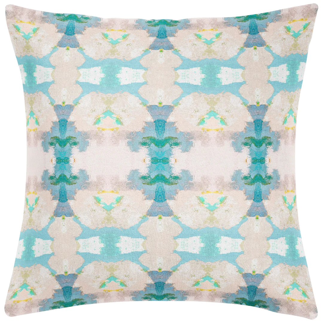 Blue Lagoon Linen Cotton Pillow by Laura Park