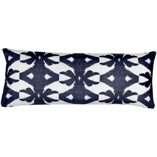 Bargain Basement Palm Navy Linen Cotton Bolster Pillow by Laura Park