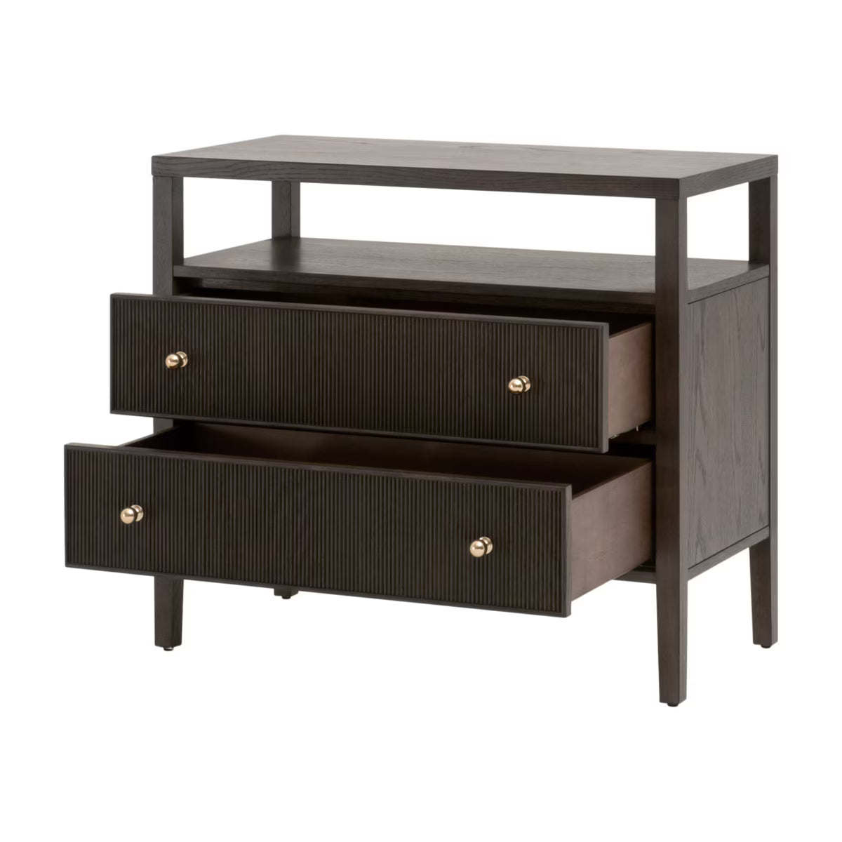 Essentials For Living Highland Open Shelf 2 Drawer Nightstand