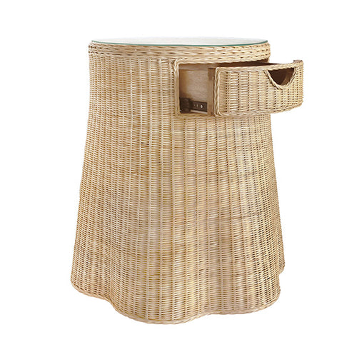 Worlds Away Ingrid Rattan Side Table