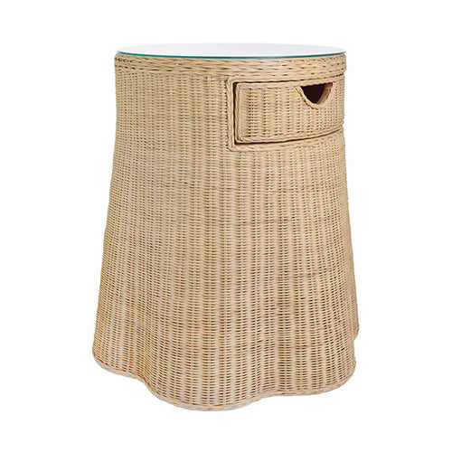 Worlds Away Ingrid Rattan Side Table