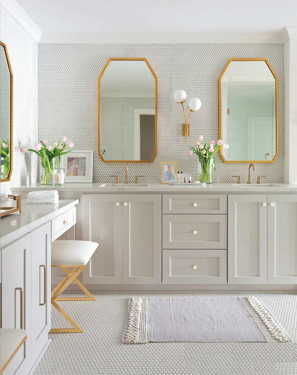 Worlds Away X Side Stool, Gold