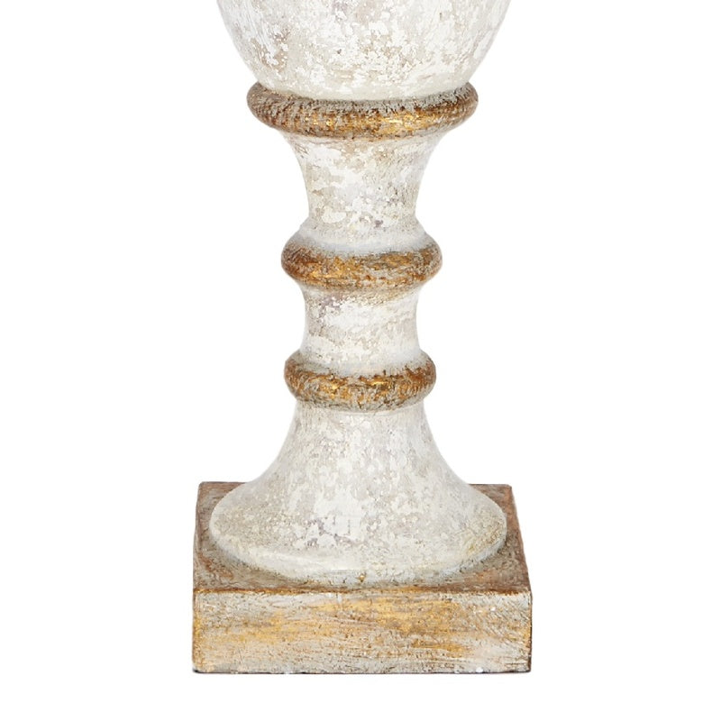 Old World Design French White & Gold Accented Spindle Table Lamp with Linen Shade
