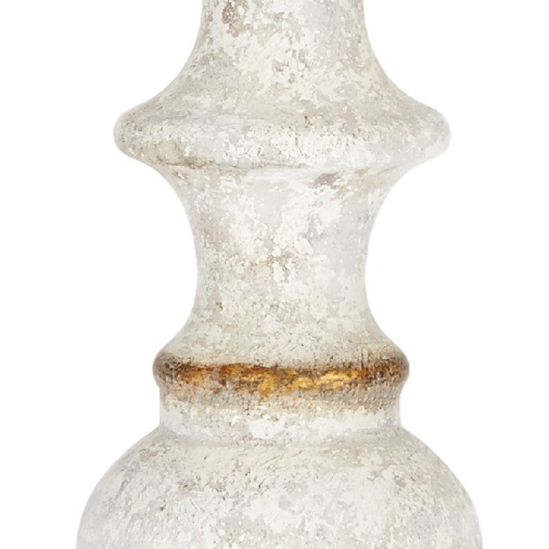 Old World Design French White & Gold Accented Spindle Table Lamp with Linen Shade