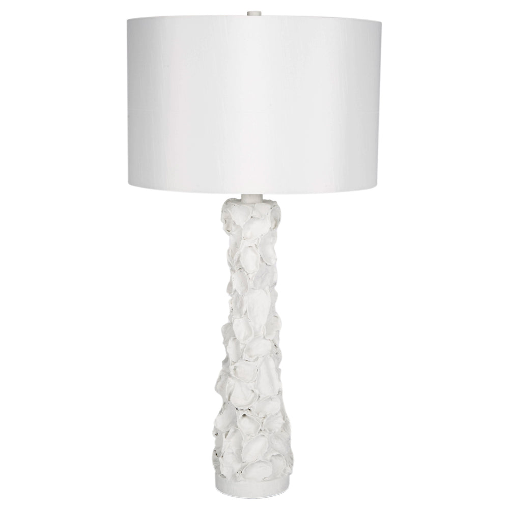 Old World Design White Gesso Oyster Shell Lamp