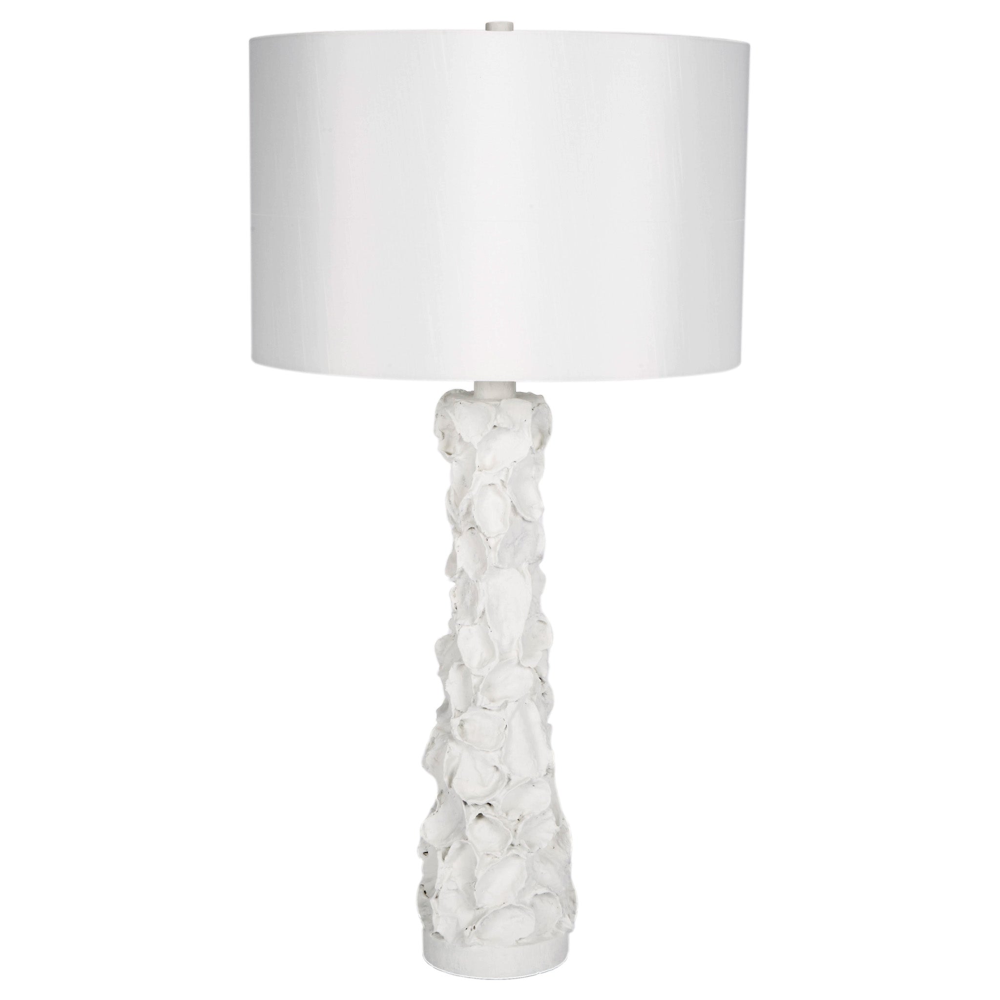 Old World Design White Gesso Oyster Shell Lamp