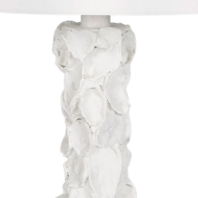 Old World Design White Gesso Oyster Shell Lamp