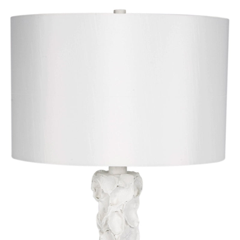 Old World Design White Gesso Oyster Shell Lamp