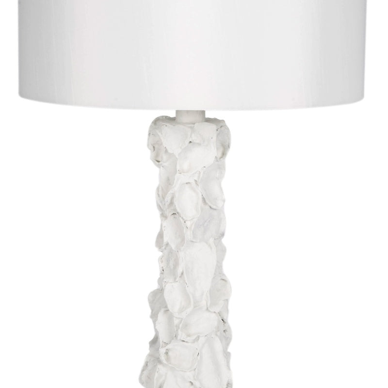 Old World Design White Gesso Oyster Shell Lamp