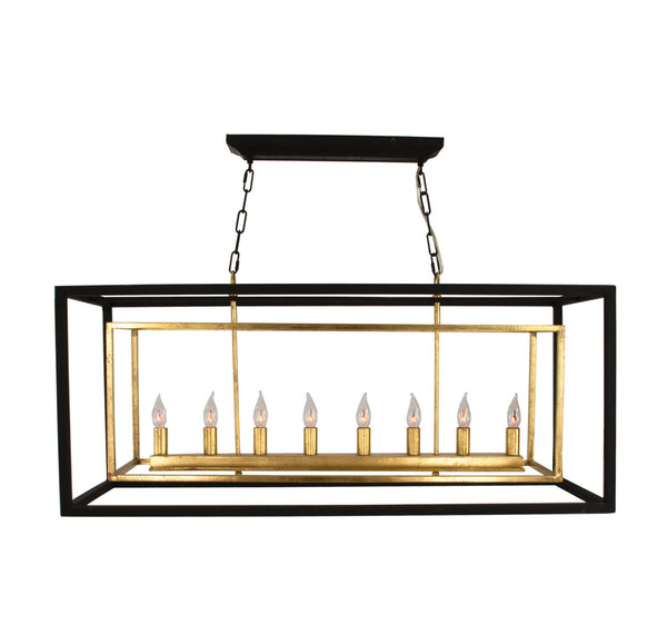 Zeugma Black and Gold Rectangular Chandelier LA616