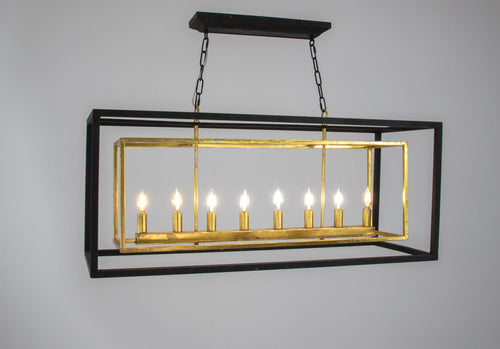 Zeugma Black and Gold Rectangular Chandelier LA616