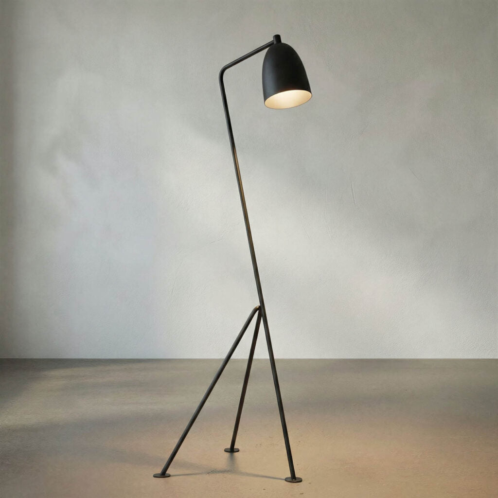 Noir Asti Floor Lamp, Black Steel