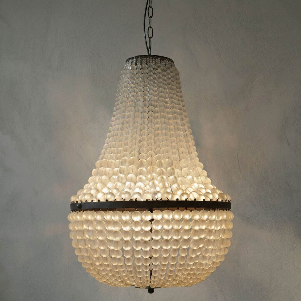 Noir Mist Chandelier, Black Steel