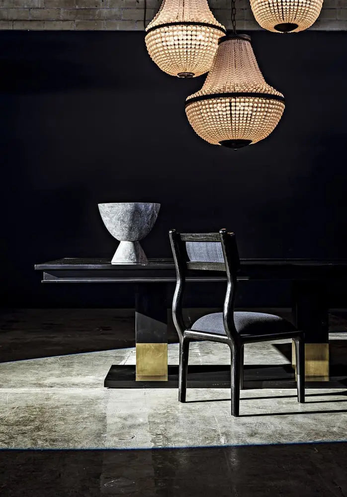 Noir Mist Chandelier, Black Steel