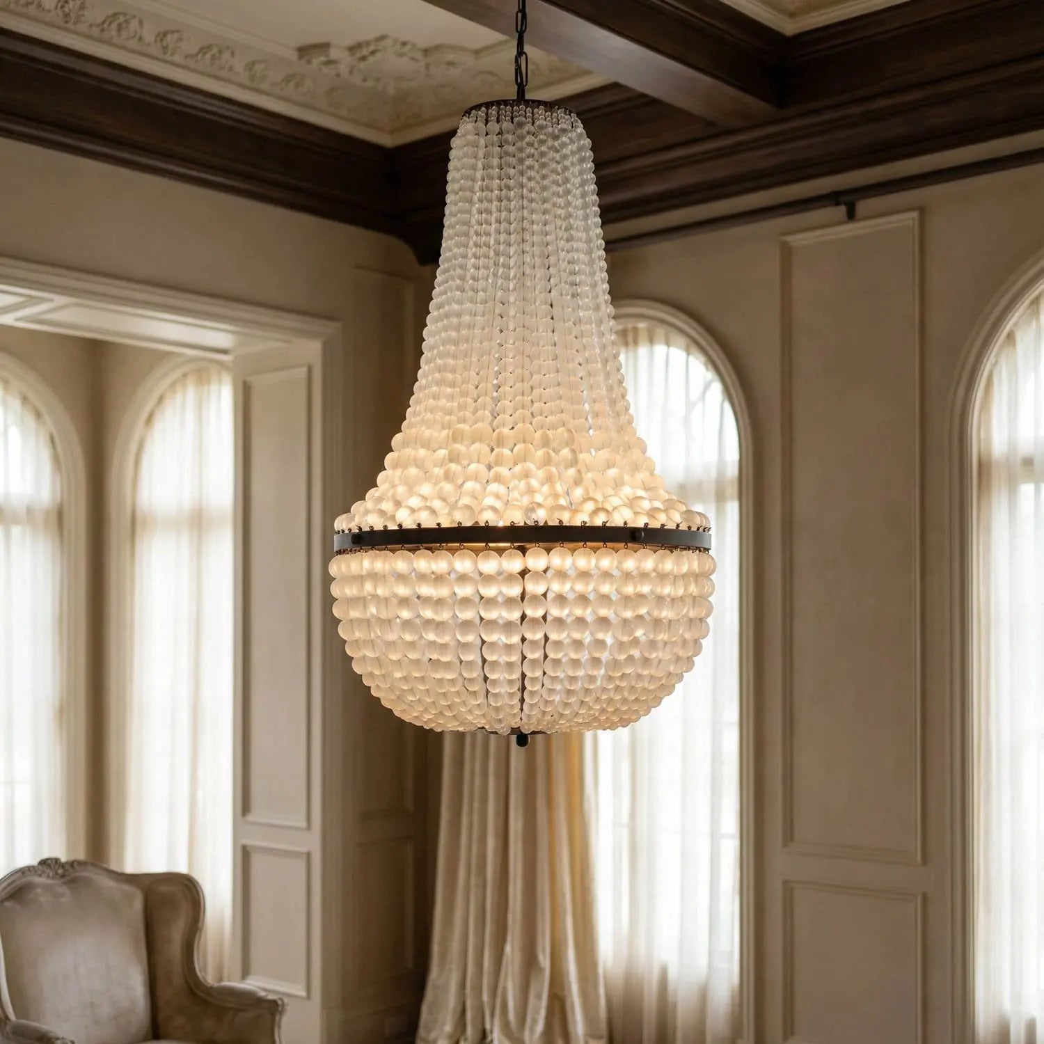 Noir Mist Chandelier, Black Steel
