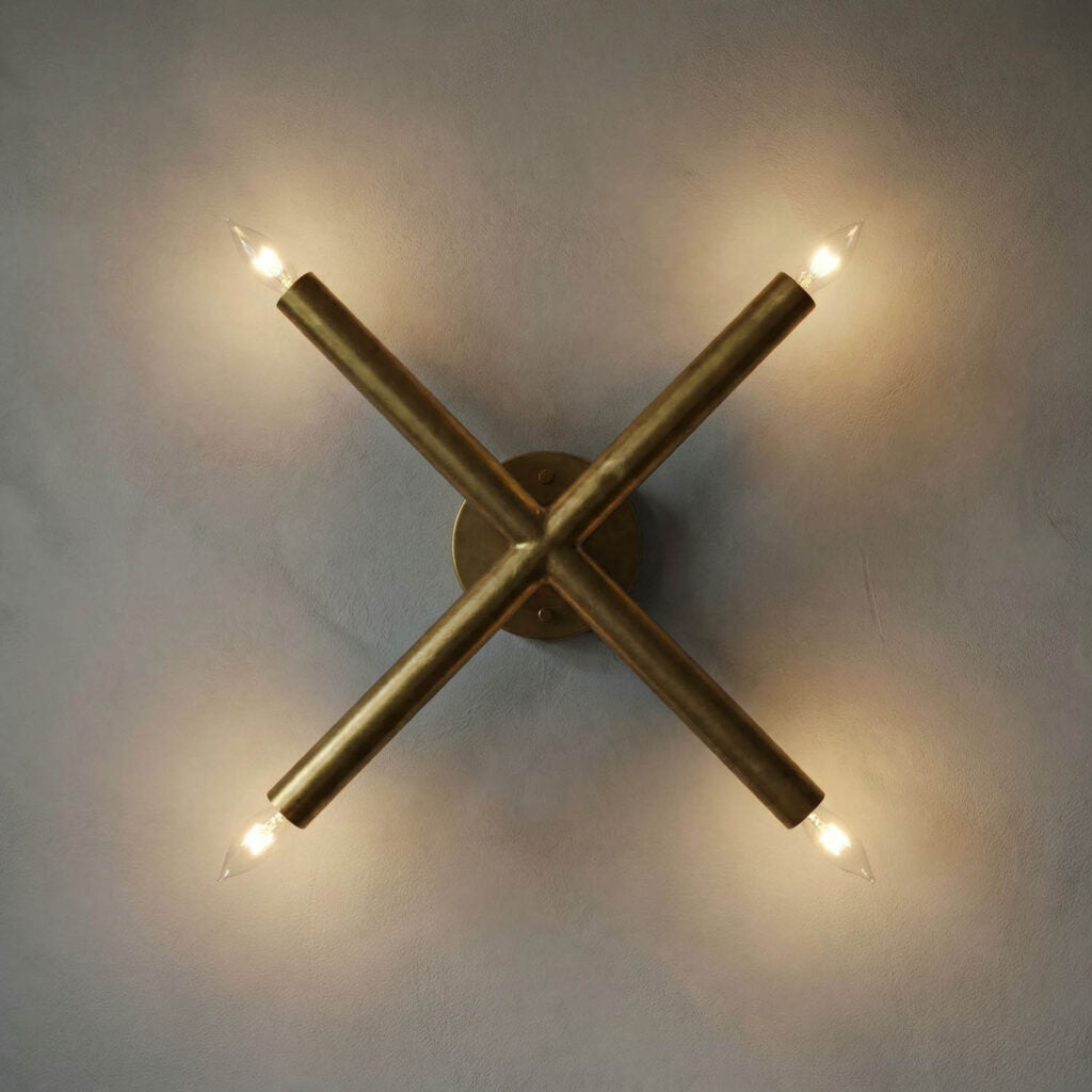 Noir Cross Sconce, Metal With Brass Finish