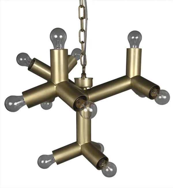 Noir Snow Flake Chandelier, Metal With Brass Finish