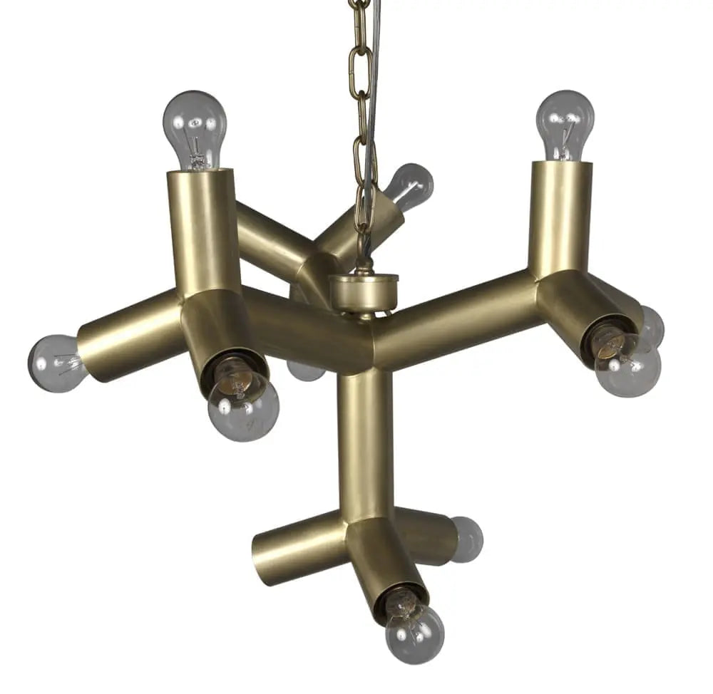 Noir Snow Flake Chandelier, Metal With Brass Finish