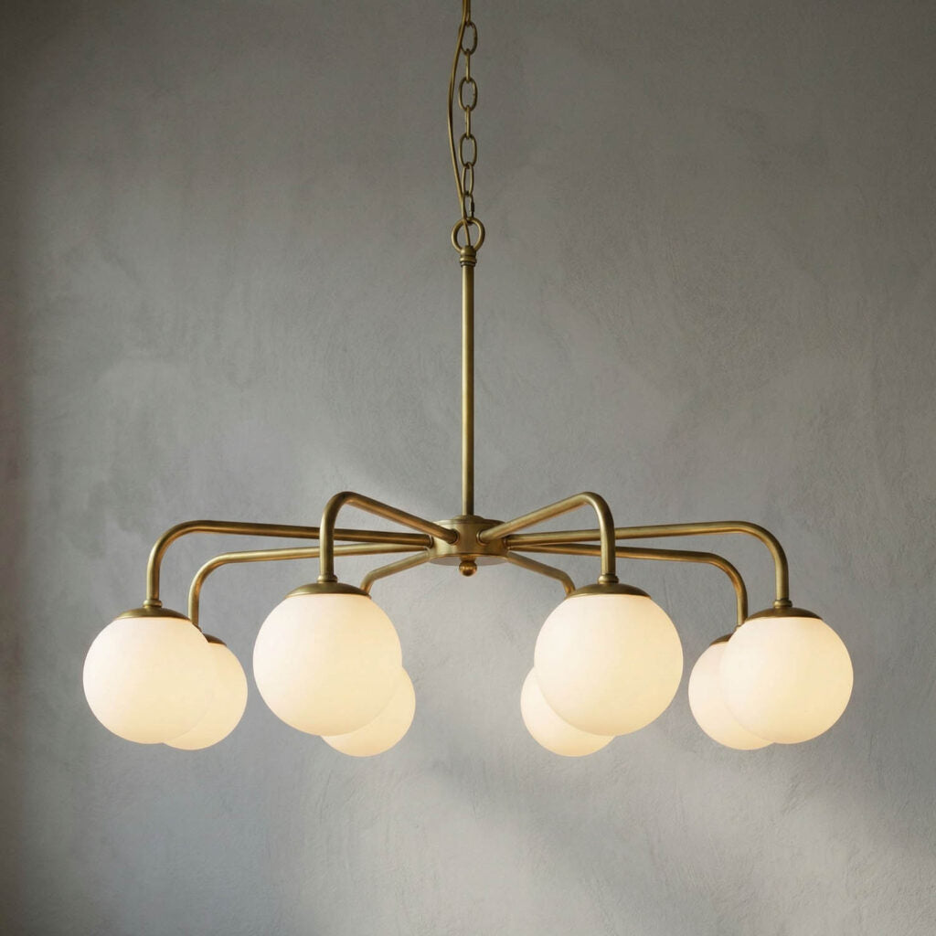 Noir Larenta Chandelier, Antique Brass And Glass