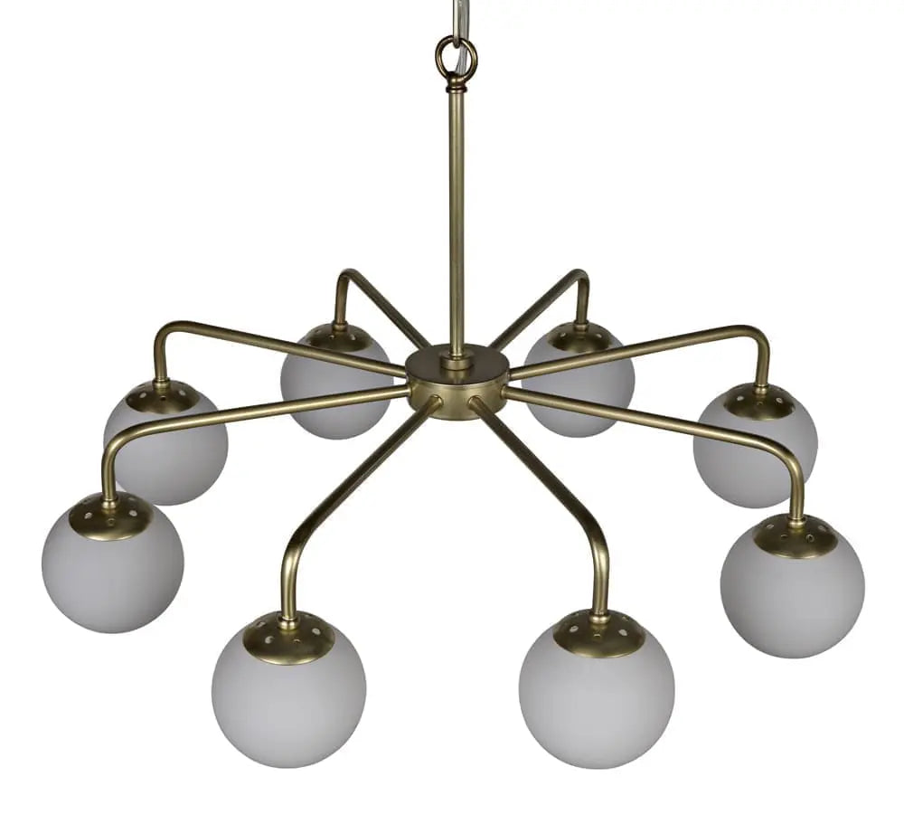 Noir Larenta Chandelier, Antique Brass And Glass