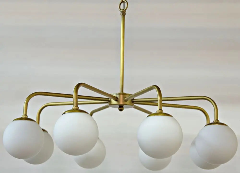 Noir Larenta Chandelier, Antique Brass And Glass