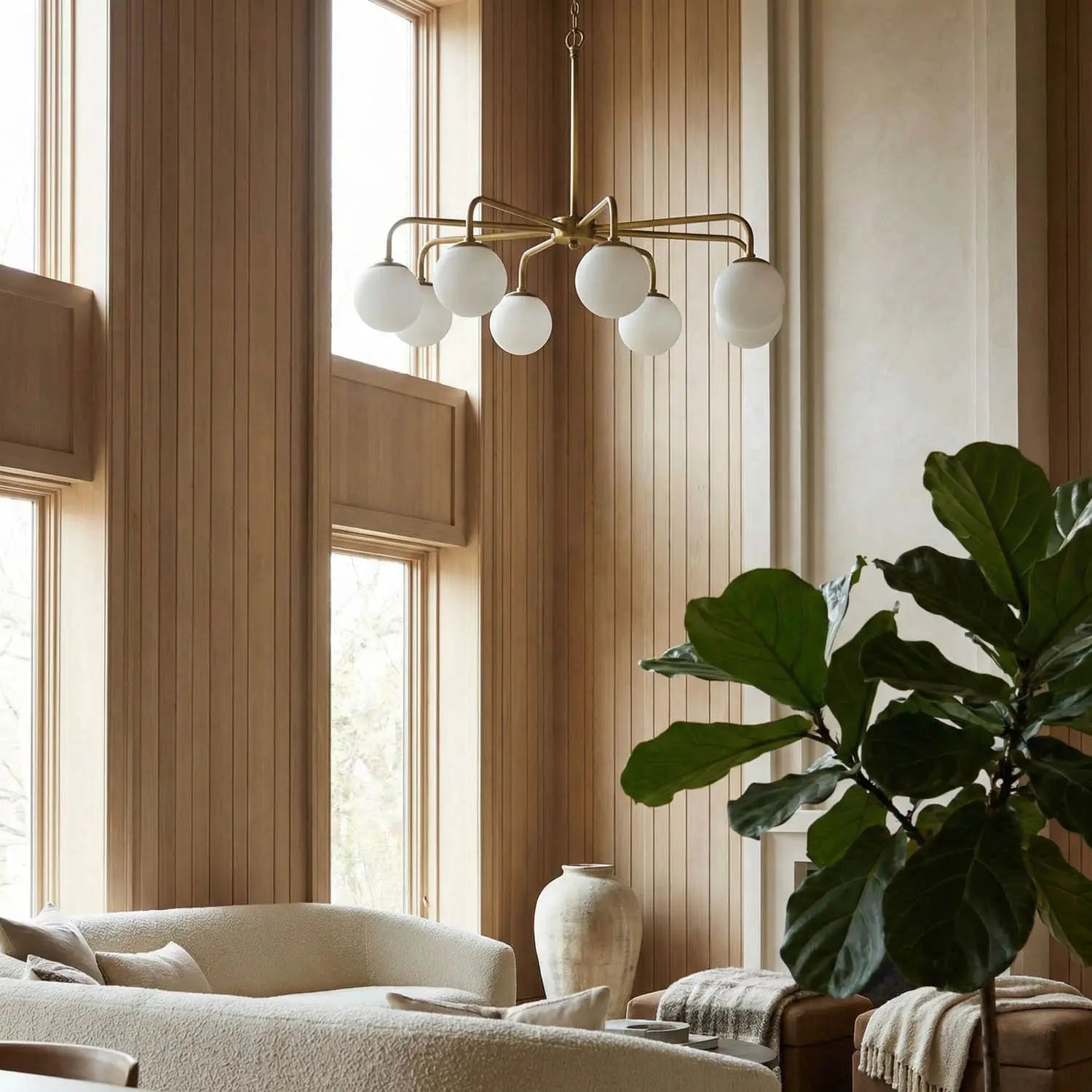 Noir Larenta Chandelier, Antique Brass And Glass